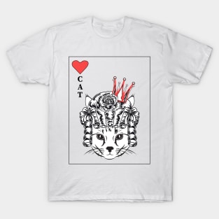 Cat with Wig, Queen of Hearts T-Shirt